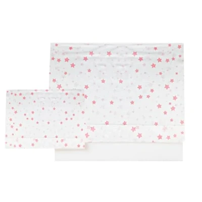 Imagen de Various Juego de Sábanas para Cuna 60 x 120 cm, Ropa Cuna,100% Algodón Extrasuave Fafricado en Europeo (Bajera+encimera+Funda Almohada) Estampado Estrella Rosa/Blanco