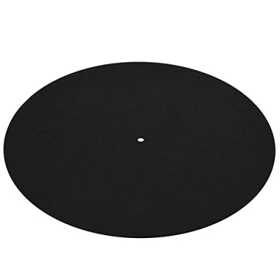 Imagen de ASHATA Alfombrilla de Plato Giratorio, Giratorio Goma Negra 1PCS Almohadilla grabación Tocadiscos Vinilo antiestático Ultrafino