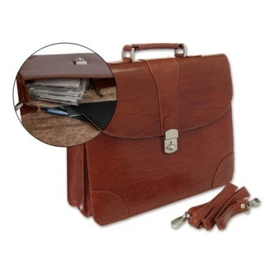 Imagen de Cartera portadocumentos q connect kf02610 con correa y dptos interiores marron
