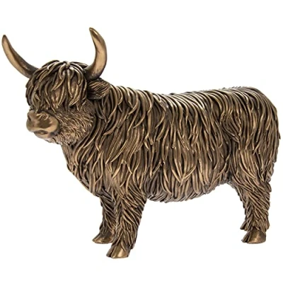Imagen de Lesser &amp; Pavey Reflections Figura de Vaca bronceada Las Tierras Altas