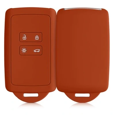 Imagen de kwmobile Funda de Silicona Compatible con Renault Llave Coche Smart Key 4 Botones (Solo Keyless Go) Carcasa Protectora para Llavero Case Mando Auto naraja Oxidado