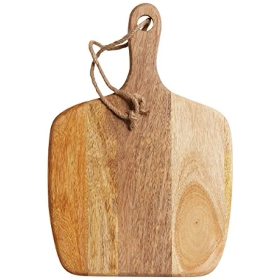 Imagen de MasterClass Gourmet Prep and Serve Tabla de cortar madera natural, bandeja servir con asa y cuerda para colgar, 28 x 41 cm, 5 años garantía, 1 unidad