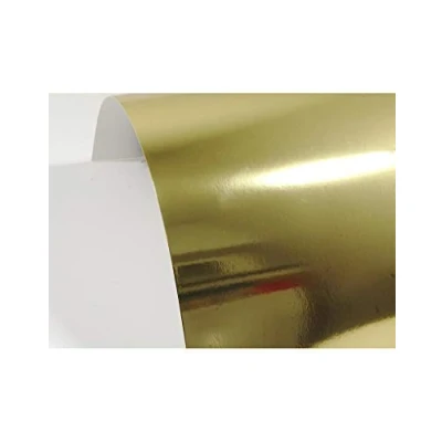 Imagen de Netuno 10x cartón de espejo color dorado DIN A3 297x420mm 300g Mirror Gold cartulina metalizado una cara papel brillante decorativo para tarjetas invitación scrapbooking manualidades bricolaje