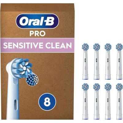 Imagen de Oral B Pro Sensitive Clean Recambios para Cepillo de Dientes Eléctrico, Pack 8 Cabezales, Blanco Originales (Tamaño Buzón)