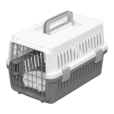 Imagen de Iris Ohyama, Jaula, Caja de transporte para perro, gato, 2 puertas, L46 x F29 A28,5 cm, ATC 460, Gris
