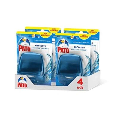 Imagen de Pato Gel Activo recambio colgador para inodoro Marine, limpia y perfuma, (Pack de 4)