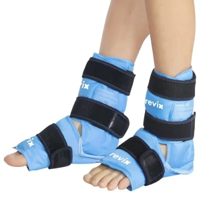 Imagen de REVIX Paquete de 2 bolsas hielo para lesiones tobillo y pie, gel reutilizable, terapia compresión en frío aliviar el dolor pies, fascitis plantar tendinitis Aquiles, forro