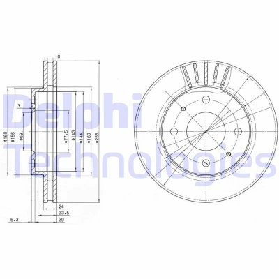 Imagen de DELPHI BG2763 Disco de freno 256 24 4 ventilado aceitado sin procesar cojinete rueda, anillo sensor ABS MITSUBISHI: FTO, GALANT 6, 3