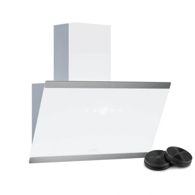 Imagen de Klarstein FlashLine campana extractora 60cm cocina decorativa, pantalla táctil, 524 m3/h, a++ eficiencia energética, iluminación led, silenciosa 34,5 db, blanca, conductos &amp; recirculación