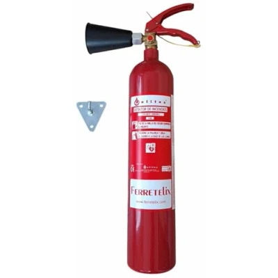 Imagen de FERRETELIX Extintor Co2 2 kg + soporte de pared difusor FABRICADO EN EL 2024