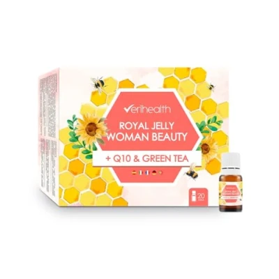 Imagen de Verihealth Jalea Real Liofilizada Woman con Vitamina E, Q10 y Té Verde Ayuda al Equilibrio Hormonal Aporta Fuerza Energía Contiene 20 Viales Tomar 1 Vial Día Preferiblemente en Ayunas