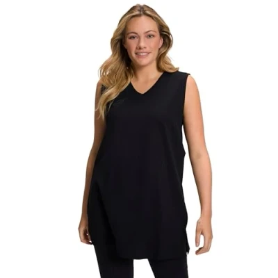 Imagen de Ulla Popken Basic V Top Camisetas, Schwarz, 60 62 para Mujer