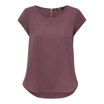 Imagen de Blusa básica de Manga Corta para Mujer Cuello Redondo ONLVIC, Color:Rojo 2, Talla:38