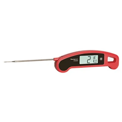 Imagen de TFA Dostmann termómetro térmico Jack Gourmet 30.1060.05, Digital Plegable de Acero Inoxidable, Sensor punción, Cocina Profesional, Alto Rango medición, Apto para