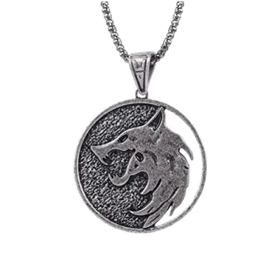 Imagen de ZHOUJIE Collar de Brujo, Geralt medallón Lobo Vikingo Plata Ley, Regalo joyería vikinga nórdica para Hombres, niños y Mujeres