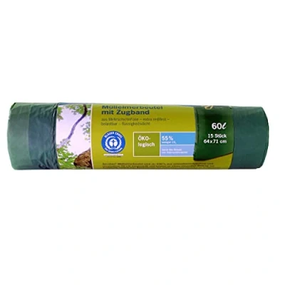 Imagen de 1x15 Secolan Mülleimerbeutel con Zugband 60 l verde