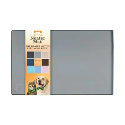 Imagen de Neater Pet Brands Mat Tapete de Silicona Impermeable para Cuencos Mascotas, Protege los Suelos Alimentos y Agua (48,3 x 30,5 cm Silicone, Gris)