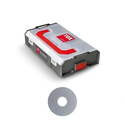 Imagen de TOX L BOXX Surtido de miniarandelas DIN 9021, adaptables individualmente, apilables y enclavables, incluidas arandelas diferentes dimensiones, 400 unidades, 094903201