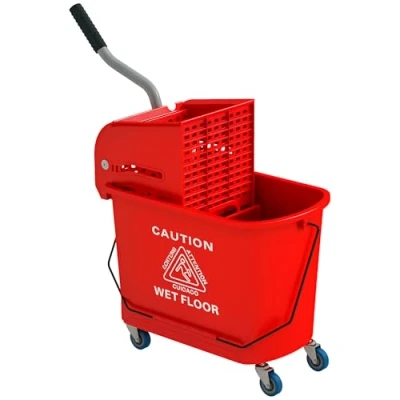 Imagen de HOMCOM Cubo de Fregona con Ruedas Capacidad 20 L Fregar Sistema Escurridor y Asa Transporte para Doméstico Comercial Rojo
