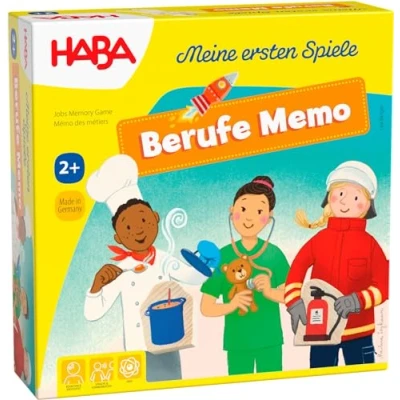 Imagen de HABA Profesiones Memo Mis Primeros Juegos Puzzle de para niños a Partir 2 años 8 Parejas Profesionales y Piezas Rompecabezas Madera Material Juego Grande
