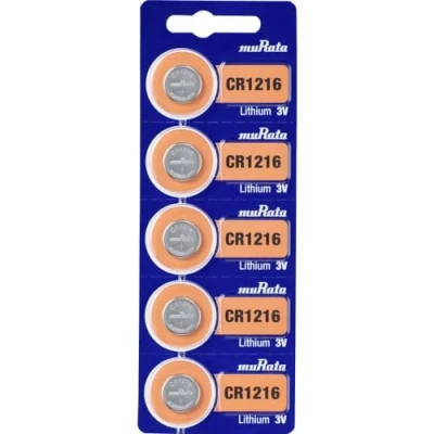 Imagen de Murata CR1216 BEABAE Pila de botón CR 1216, Litio, 30 mAh, 3 V, 5 Unidades
