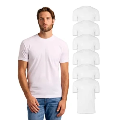 Imagen de True Classic Camiseta de Manga Corta con Cuello Redondo para Hombre, Pack 6 Blanco, s