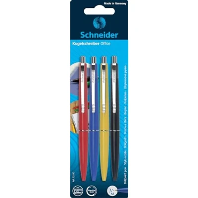 Imagen de Schneider Office Writing Instruments Bolígrafo con mecanismo de empuje (4 unidades), color azul