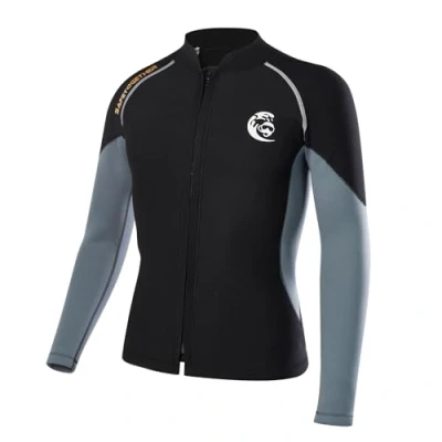 Imagen de Chaqueta de neopreno para hombres y mujeres, 2 mm con cremallera frontal, manga larga, surf, natación, buceo, trajes (L, hombres)