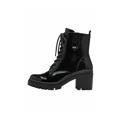 Imagen de s.Oliver Botas Planas de Encaje para Mujer 5 25223 43, Cortas al Tobillo, Patente Negra, 39 EU