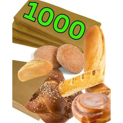 Imagen de Loxato 1000 Bolsas papel kraft marrón de regalos para bocadillos sin asas Bolsa llevar desayuno craft 15x6.5x28cm