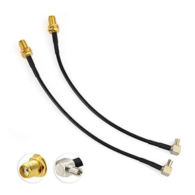 Imagen de Eightwood 4G LTE Antena TS9 Right Angle Plug a SMA Bulkhead Jack Cable RG174 6 pies 15 cm 2 pzas Compatible para Netgear Hsdpa Huawei 2G 3G UMTS de Banda Ancha móvil