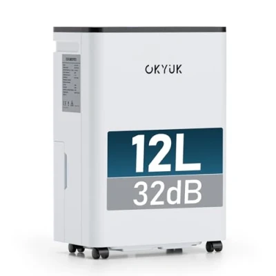 Imagen de Deshumidificador 12L con Indicador Digital de Humedad,Deshumificadores humedad para Hogar hasta 40m² Apagado Automático, Ideal para, Baños, Dormitorios, Apartamentos, Sótanos