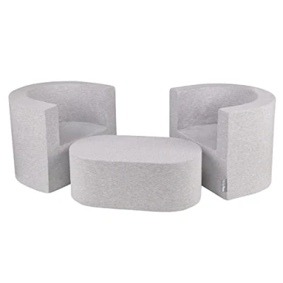 Imagen de KiddyMoon Blandos De Espuma Juego Mesa Y Silla Muebles para Niños, Gris Claro