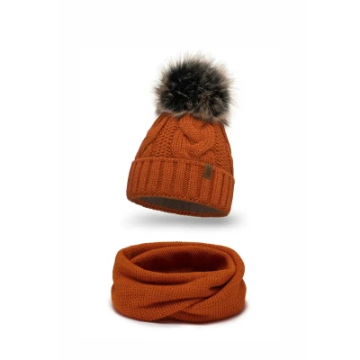 Imagen de Vivisence 7014 Beanie AND LOOP Scarf SET Braga, Mujer, Talla: One Size, Orange