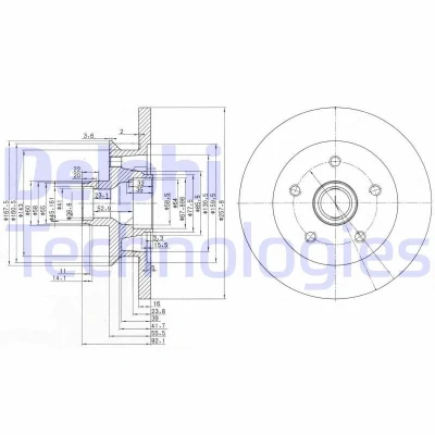 Imagen de DELPHI BG2468 Disco de freno 258 16 5 macizo aceitado sin procesar cojinete rueda, anillo sensor ABS VOLKSWAGEN: TRANSPORTER 3 Bus