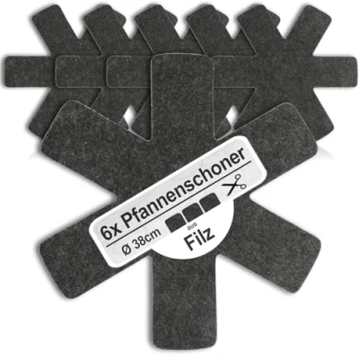 Imagen de COM FOUR® 6x Protección de fieltro sartenes contra arañazos para sartenes, ollas y cuencos (06 piezas negro)
