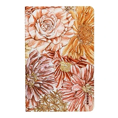 Imagen de Rhodia 120029C ORANGE Botanique carnet piqûre 11x17 cm ligné, 64 pages papier ivoire 90g couverture soft touch motif Bouquet