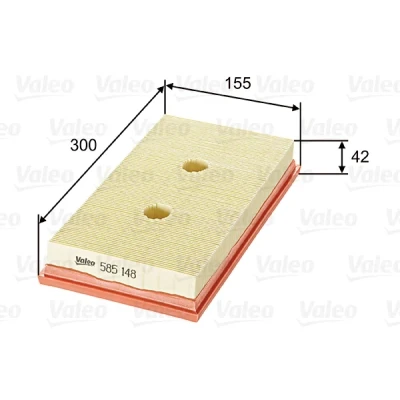Imagen de VALEO 585148 Filtro de aire 42 156 300 Cartucho filtrante VOLKSWAGEN: Golf 5, Eos, Touran I, AUDI: A3 Hatchback, Sportback
