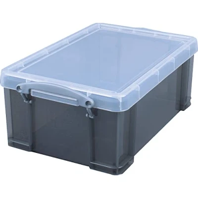 Imagen de Really Useful, Caja de almacenamiento plástico con tapa y asas antracita 9 l