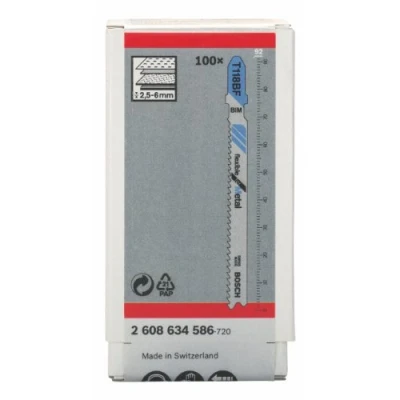 Imagen de Bosch Professional 100x Hojas de Sierra calar T 118 BF Flexible for Metal (para Láminas acero, accesorios calar)