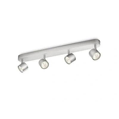 Imagen de Philips myLiving Star Barra de focos, LED, 4 luces, aluminio, luz blanca cálida, 3 W, color gris