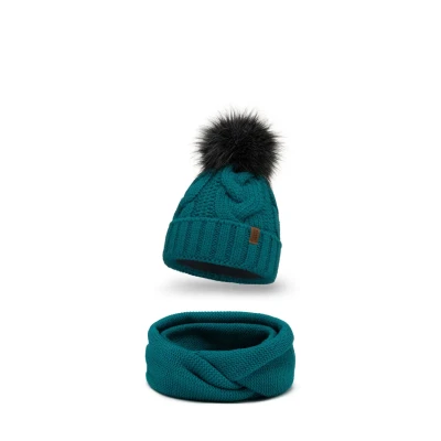 Imagen de Vivisence 7014 Beanie AND LOOP Scarf SET Braga, Mujer, Talla: One Size, Dark turquoise