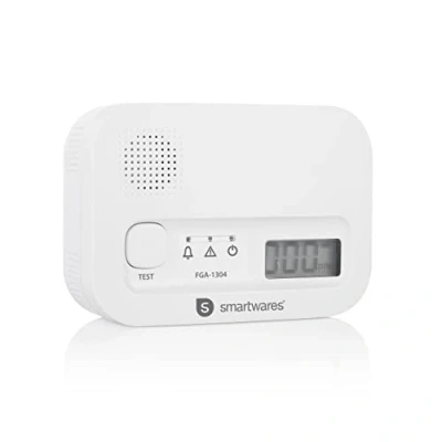 Imagen de Smartwares FGA 13041 Detector de monóxido Carbono Sensor 10 años con Pantalla y botón Prueba
