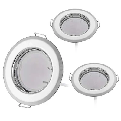 Imagen de Juego de 3 focos LED empotrables ultraplanos con módulo 230V I 3W 320lm blanco cálido 3000 K ángulo haz 120 cromo 55 mm agujero montaje lámpara empotrable redonda