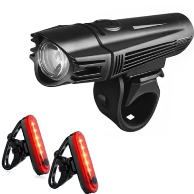 Imagen de 2PCS Luz Bicicleta Trasera,Luces Delantera y Trasera Recargable USB,2200mAh Super Brillante Delantera, Impermeable 4 modos Luces Seguridad para Ciclismo de Montaña Carretera