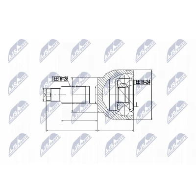 Imagen de NTY NPZ MZ 046 Junta Homocinética Caja de cambios manual Eje delantero, derecha, lado engranaje, izquierda MAZDA: 5, 3 Hatchback