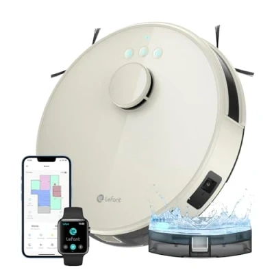 Imagen de LEFANT M1 Robot Aspirador y Fregasuelos con mapeo, Límite Virtual del Algoritmo Slam de Navegación LDS, Succión 4000Pa, Diámetro 32cm, Wi Fi/App/Control Alexa, Champán