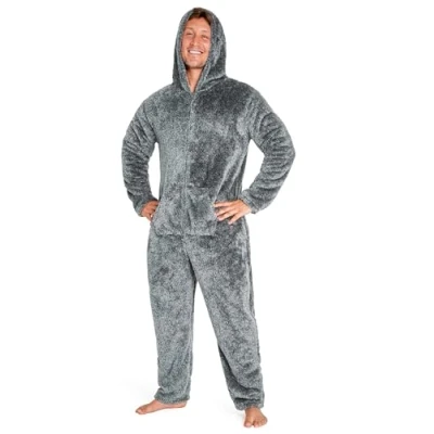 Imagen de CityComfort Pijama Hombre Entero, de Una Pieza Mono con Cremallera, Pijamas Enteros Polar para Adultos M 3XL (L, Gris)