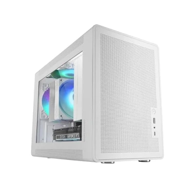 Imagen de Mars Gaming MC XPS, Caja MicroATX Ultracompacta, Cristal Templado + Paneles Mesh, Ventilador FRGB 120mm, Tecnología Refrigeración Soporte Dual de PSU ATX y SFX, Minitorre PC USB C, Blanco