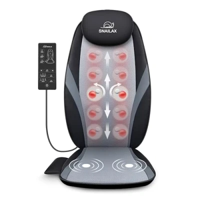 Imagen de SNAILAX Shiatsu Asiento Masajeador Masaje de Espalda con Calefacción, Almohadilla para Sillón Calor Amasar en Casa o Oficina